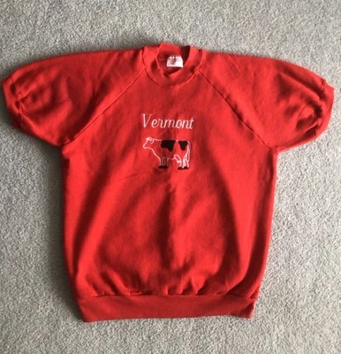 Vintage Sunbelt Sportswear Red Short Sleeve Sweatshirt Vermont Cow USA Women’s L - Image 1 of 4
