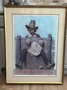 "Ye Glutton" Thanksgiving von Norman Rockwell 21”x29 1/4” Kollotypie Lithographie - Bild 1 von 16