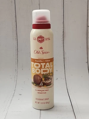 Old Spice Vainilla + Karité Total Cuerpo Desodorante Spray Libre de Aluminio, 3.5 OZ Foto 1 de 2