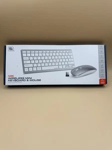 Delton N35 Mini Wireless Keyboard and Optical Mouse Combo - Silver/White - Picture 1 of 5