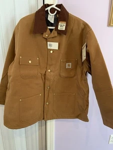Cappotto vintage Carhartt C01 BRN 6BLC coperta foderata tela lavoro taglia 50 made USA NOS nuovo con etichette - Foto 1 di 12