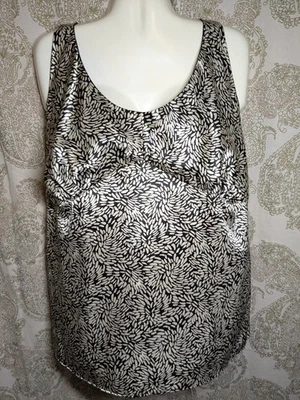New Cato Black Gold Satin Floral Print Sleeveless Cami Blouse Top Plus 26/28W 4X - Image 1 of 4