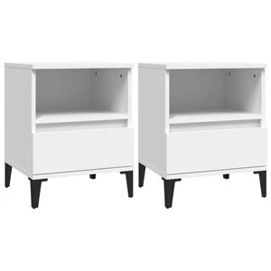 2x Wooden Bedside Tables Drawers Storage Shelf Side Cabinets Nightstand White - Picture 1 of 11