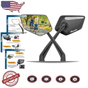 RS1 Bike Mirror Pair 360° Adjustable Foldable Universal Handlebar Mount Durable - Picture 1 of 8
