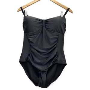 Surf Gear Women’s One Piece Ruched Swimsuit Size XL Black Slimming Padded Swim - Picture 1 of 5