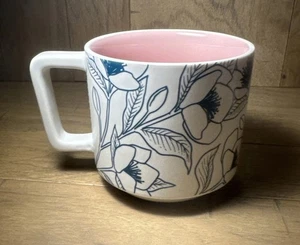 Starbucks 14 oz. Keramiktasse Frühling grün türkis Blumenumriss rosa innen 2019 - Bild 1 von 7