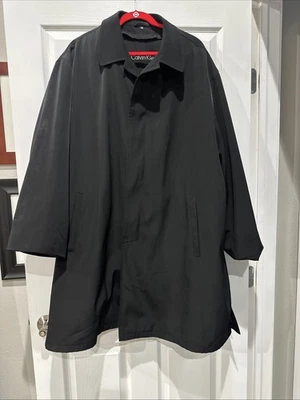 Calvin Klein Mens Dress Overcoat Size 54L Black Microfiber with Removeable Liner - Image 1 of 4
