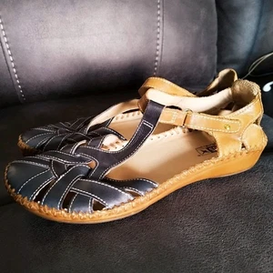 Pikolinos Puerto de Vallarta Sandals Leather Dark Blue Brown Adjustable EU39 UK6 - Picture 1 of 8