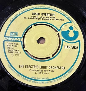 The Electric Light Orchestra – 10538 Overture 7" SINGLE 1971 HARVEST ROCK - Picture 1 of 2