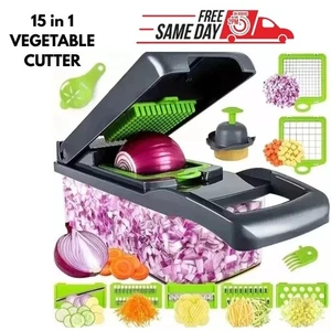 Cortadora de mandolina 15 en 1 multifuncional picadora de verduras cortadora de alimentos corte de ensalada - Imagen 1 de 17