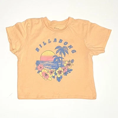 Billabong Women’s S Cropped Graphic Tee Yellow Tropical Floral Cotton - Image 1 of 4