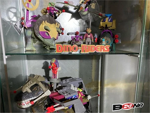 Decorative Self standing DINO-RIDERS logo display for Tyco Cover