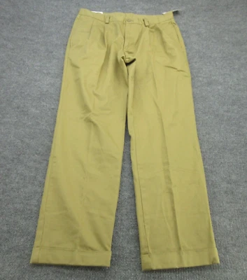 Pantalones chinos Izod para hombre 30x30 marrón clásico doble plisado (se adapta a 31x29,5) NUEVO Foto 1 de 4