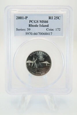 2001-P PCGS MS66 Rhode Island State Quarter Business Strike 25C - Image 1 of 2