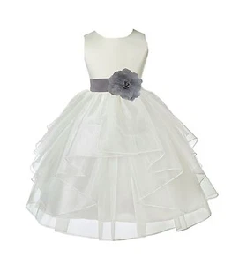 USA FREE SHIPPING ORGANZA GIRL DRESS FLOWER PRINCESS WEDDING BRIDESMAID BIRTHDAY - Picture 1 of 37