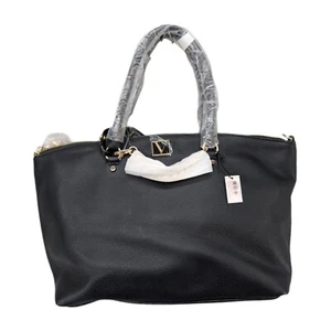 Victorias Secret Crossbody Satchel Womens Black Faux Leather Shoulder Bag NWT - Picture 1 of 13