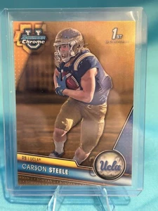 2023 Bowman University Chrome Gold Refractor #119 Carson Steele 33/50 KC Chiefs - Picture 1 of 2