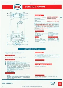 FIAT 850 SALOON (1964-67) ORIGINAL ESSO MAINTENANCE & LUBRICATION CHART - Picture 1 of 1