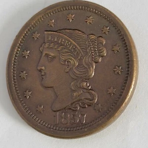 1857 large cent Large Date - Picture 1 of 6