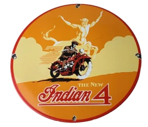 Vintage Indian Motorcycles Sign - Gas Pump Service Station Porcelain Sign - Picture 1 of 14