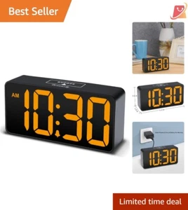 Small Digital Alarm Clock Plastic Tabletop with USB Port, Adjustable Volume &... - Picture 1 of 9