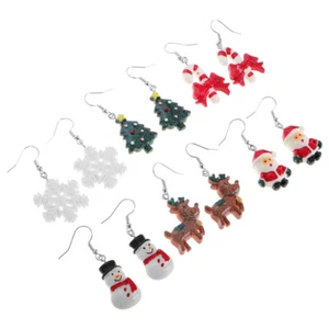 6 Pairs Christmas Earrings Miss Child Girls Eardrop Fashion Women - Picture 1 of 12