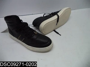 Size 4 Kid's H&M Black Fuzzy Lace Up Sneakers - Picture 1 of 5