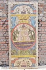 Buddha Barn Door, Wall Decor Vintage Colorful Buddha Door Panel Vitarka Mudra 84