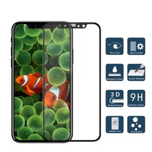 3D Schutzglas Glasfolie für Apple iPhone X 10 Schwarz Panzerfolie 3D Curved - Bild 1 von 5