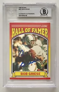BOB GRIESE FIRMADO 1990 PUNTUACIÓN #601 SALÓN DE LA FAMA BECKETT AUTÉNTICO AUTO - Imagen 1 de 2