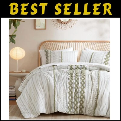 Juego de edredón de lujo tamaño king - Ropa de cama de algodón de 3 piezas con fundas a juego Foto 1 de 4