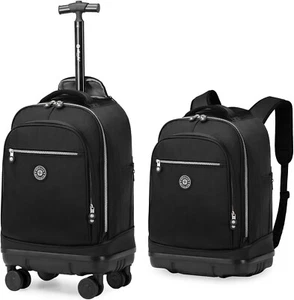 Rolling Backpack with Detachable Wheels 18inch Laptop Backpack Carry on Luggage - Picture 1 of 44