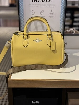 Coach Rowan Satchel Leather Bag With Signature Canvas Strap NWT Retro Yellow - Image 1 of 4