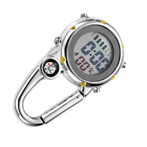 Alloy Luminous Backpack Clip On Band Carabiner Digital Sports Fob Hiking Watch - Picture 1 of 7