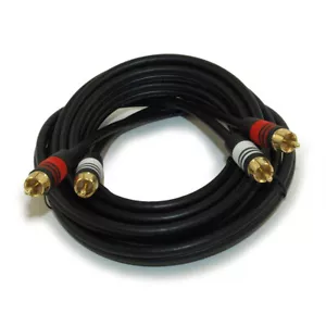10ft 2 Wire RCA Premium Component Audio Cables 24K Gold Plated Black - Picture 1 of 3