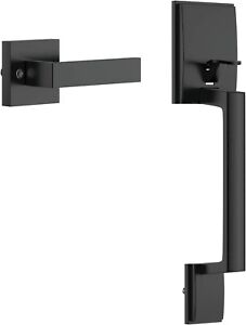 VEVOR Entry Door Handle Matte Black Square Handle Set with Door Lever No Lock