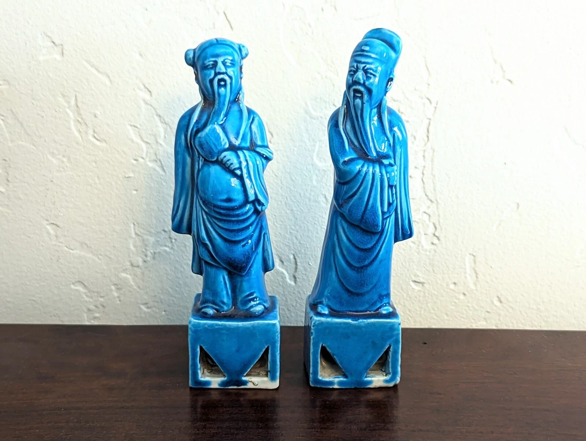 陶瓷男士、女士和儿童蓝色古董中国雕塑、雕像| eBay