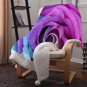 Sofá sofá picnic manta polar felpa cálida 3D parquet doble púrpura y azul - Imagen 1 de 6