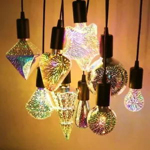 3D Decoration LED Bulb E27 6W 85-265V Vintage Edison Light Bulb Star Fireworks - Picture 1 of 22