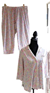 Lauren Ralph Lauren Women’s Pink Floral 2 Piece Pajama Set Sz Medium Monogram - Picture 1 of 8