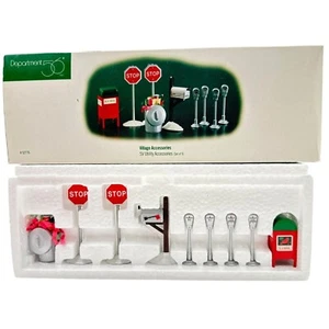 Dept 56 Original Snow Village Utility Accessories Christmas Stop Signs Mailboxes - Picture 1 of 5