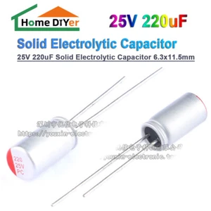 25V 220uF Solid Electrolytic Capacitor 6.3x11.5mm Low ESR Radial - Picture 1 of 5