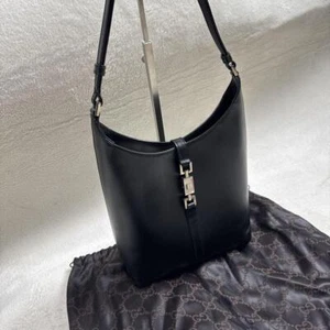GUCCI GG Jackie 001 3875 Shoulder Bag Leather Black Authentic F0411670 - Picture 1 of 12