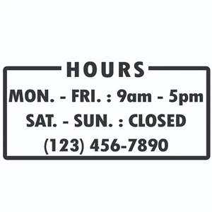 Store Hours Sticker Decal Sign Business Home Window Door Wall Vinyl Decal - Picture 1 of 2