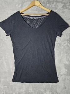 Victoria's Secret Blouse Large Black With Lace Back Shirt - Picture 1 of 11