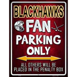 Letrero de estacionamiento de metal Black Hawks 4,5"x 6" para hogar pared puerta garaje novedad decoración - Imagen 1 de 1
