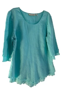 Soft Surroundings Siesta Key Gauze TOP  Small Blue Layered Lagenlook Tunic - Picture 1 of 5