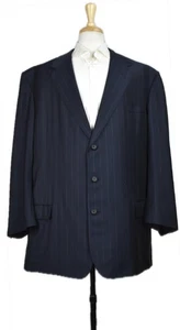 Oxxford Clothes Mens Navy Stripe 3-BTN Super 110s Wool Suit 52 L $6000 - Picture 1 of 10