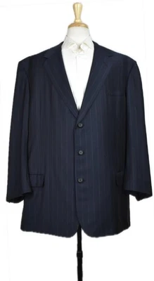 Traje de lana Oxxford Clothes para hombre azul marino a rayas 3-BTN Super 110s 52 L $6000 Foto 1 de 4