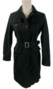 Mossimo Vintage Y2K Regenmantel Damen Größe Small Gürtel Trench Over Mid schwarz - Bild 1 von 20